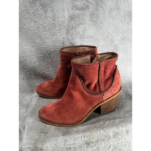 Sofft Women’s 11 Taylie Spice Red Suede Leather Casual Zip Ankle Boots Cowboy - Picture 3 of 8